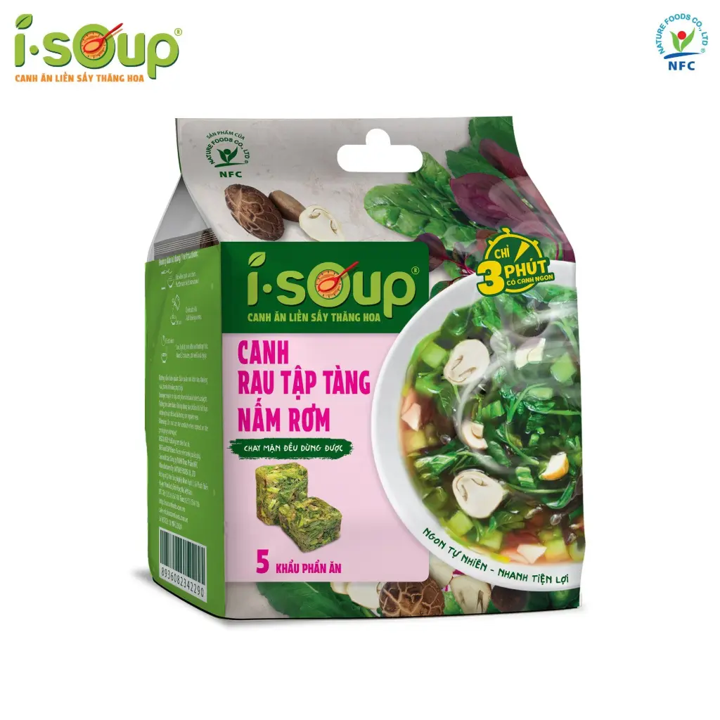 Viên Canh Rau Tập Tàng Nấm Rơm I-Soup 35G /Mixed Vegetables With Mushrooms Soup