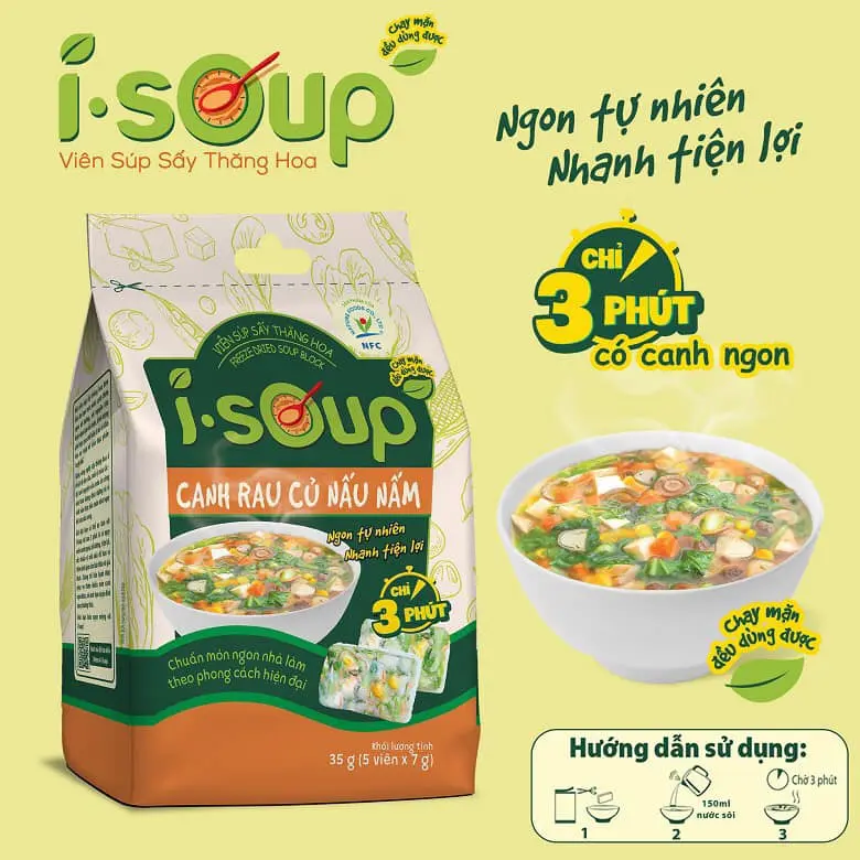 Viên Canh Rau Củ Nấu Nấm I-Soup 35G /Mushroom Soup