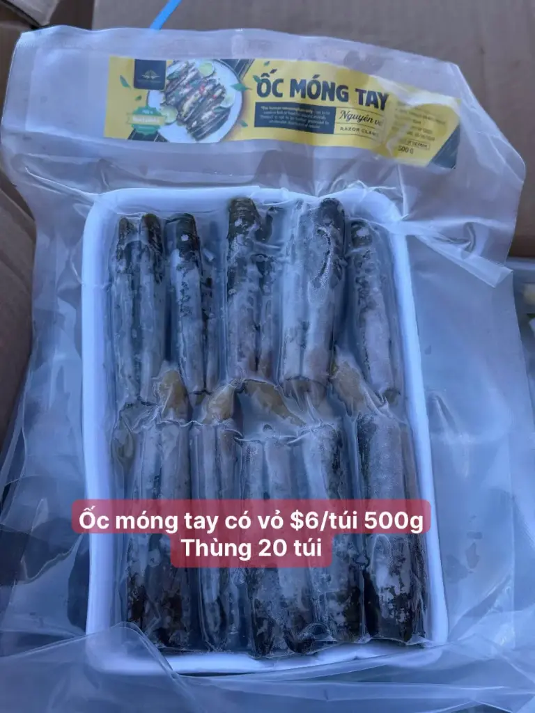 Ốc Móng Tay Nguyên Vỏ 500g /Frozen Razor Clams