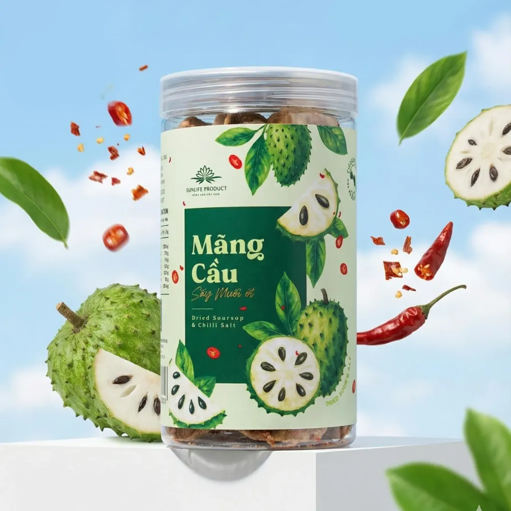 Mãng Cầu Sấy Muối Ớt 300G /Dried Soursop & Chili Salt