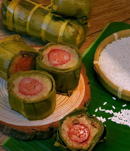 [SL-BTC-MN-600] Bánh Tét Chuối Mini 600G /Mini Sticky Rice Cake With Mungbean & Banana