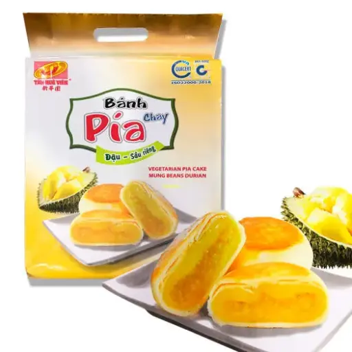 [THV-PIA-DXSR-480] Bánh Pía Đậu Xanh Sầu Riêng 480G /Mung Bean Durian Pia Cake