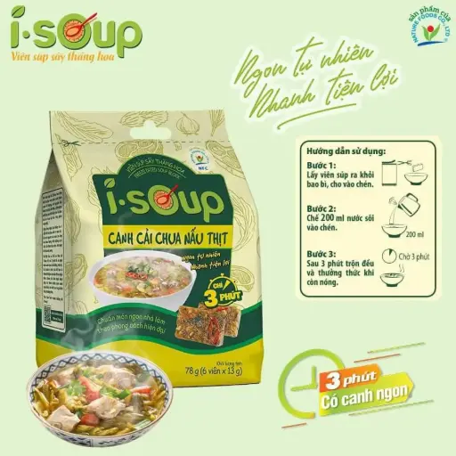 [IS-CCNT-78] Viên Canh Cải Chua Nấu Thịt I-Soup 78G /Sour Mustard Greens and Meat Soup