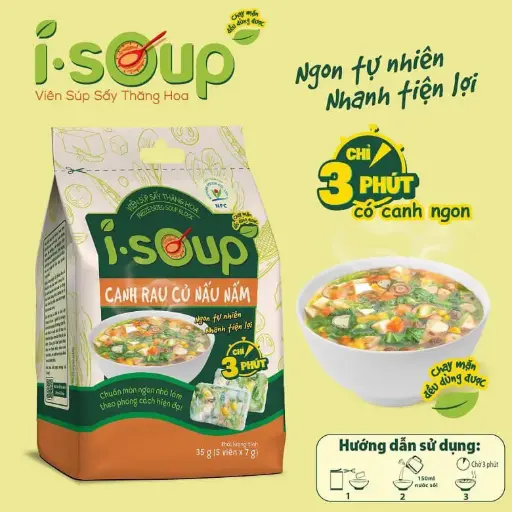 [IS-RCNN-35] Viên Canh Rau Củ Nấu Nấm I-Soup 35G /Mushroom Soup